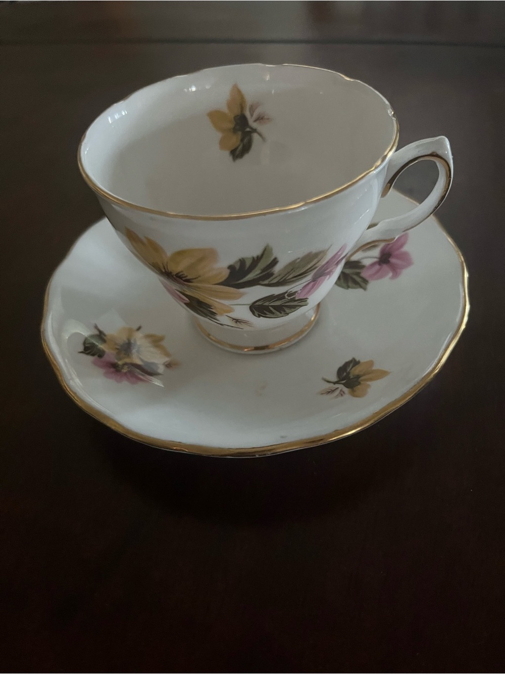 Vintage Royal Vale Floral Porcelain Teacup and Saucer